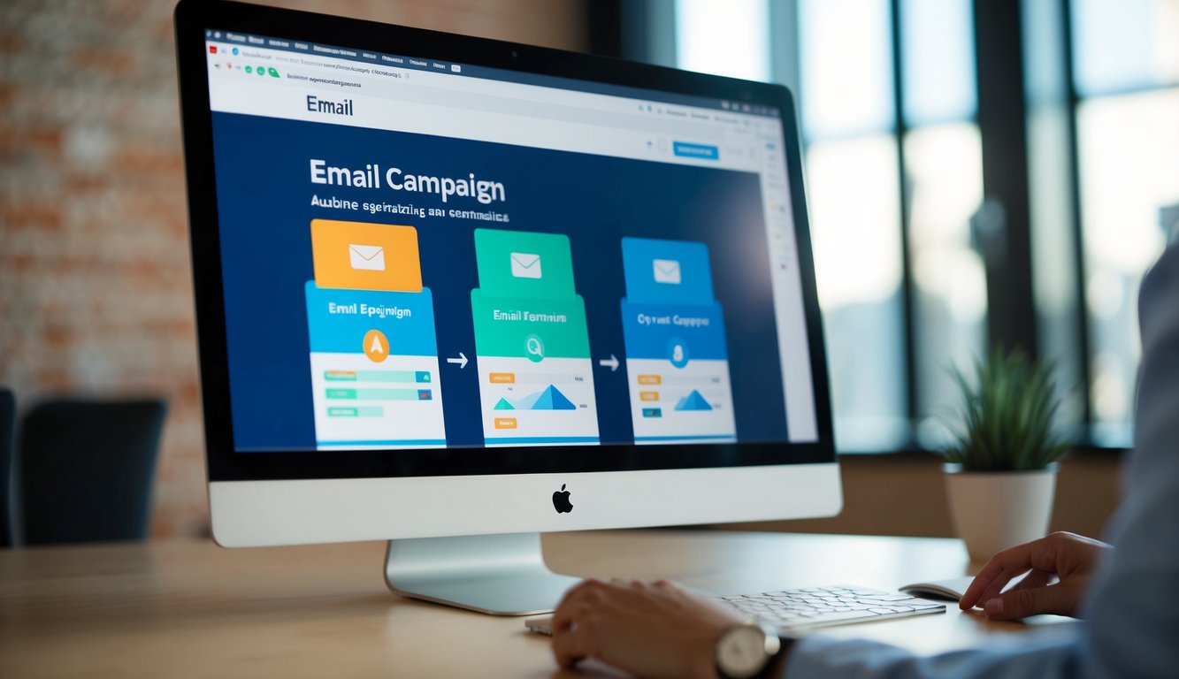 A computer screen with an email campaign dashboard, showing audience segmentation and customization options