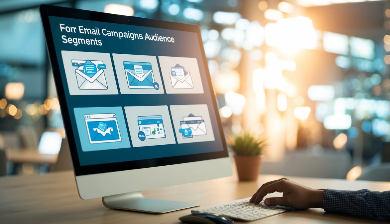A computer screen displaying different email campaigns targeted for various audience segments